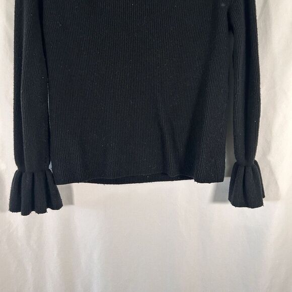 Banana Republic Wool Cashmere Blend Sweater Women Small Black Ribbed Bell Sleeve - Picture 10 of 10